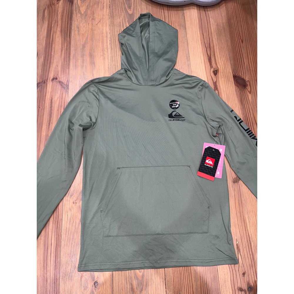 Quiksilver Mens Sage Green UPF 50+ Quick Dry Hooded Sun Shirt QS001399M Small